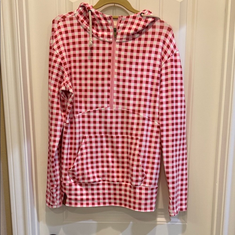 Ampersand Red /White / Pink Checkered Hoodie